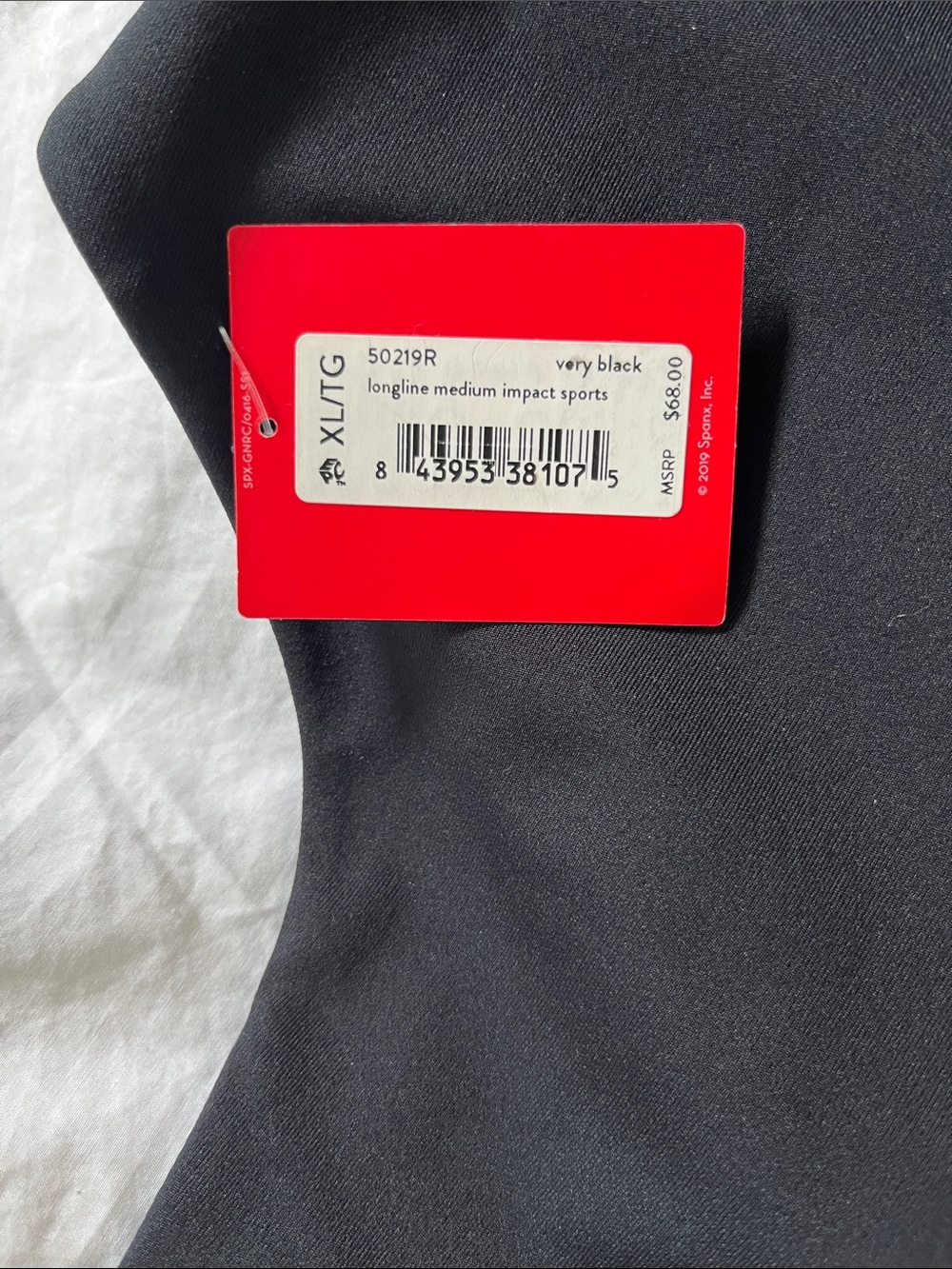 Spanx retired NWT longline medium impact sports bra very black XL racer back - Picture 3 of 5